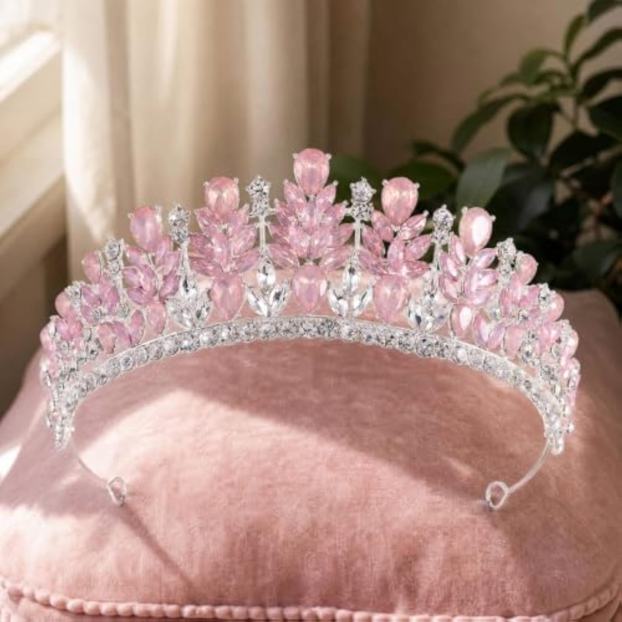 Elegant Rhinestone Floral Tiara, Bridal Hair Accessory